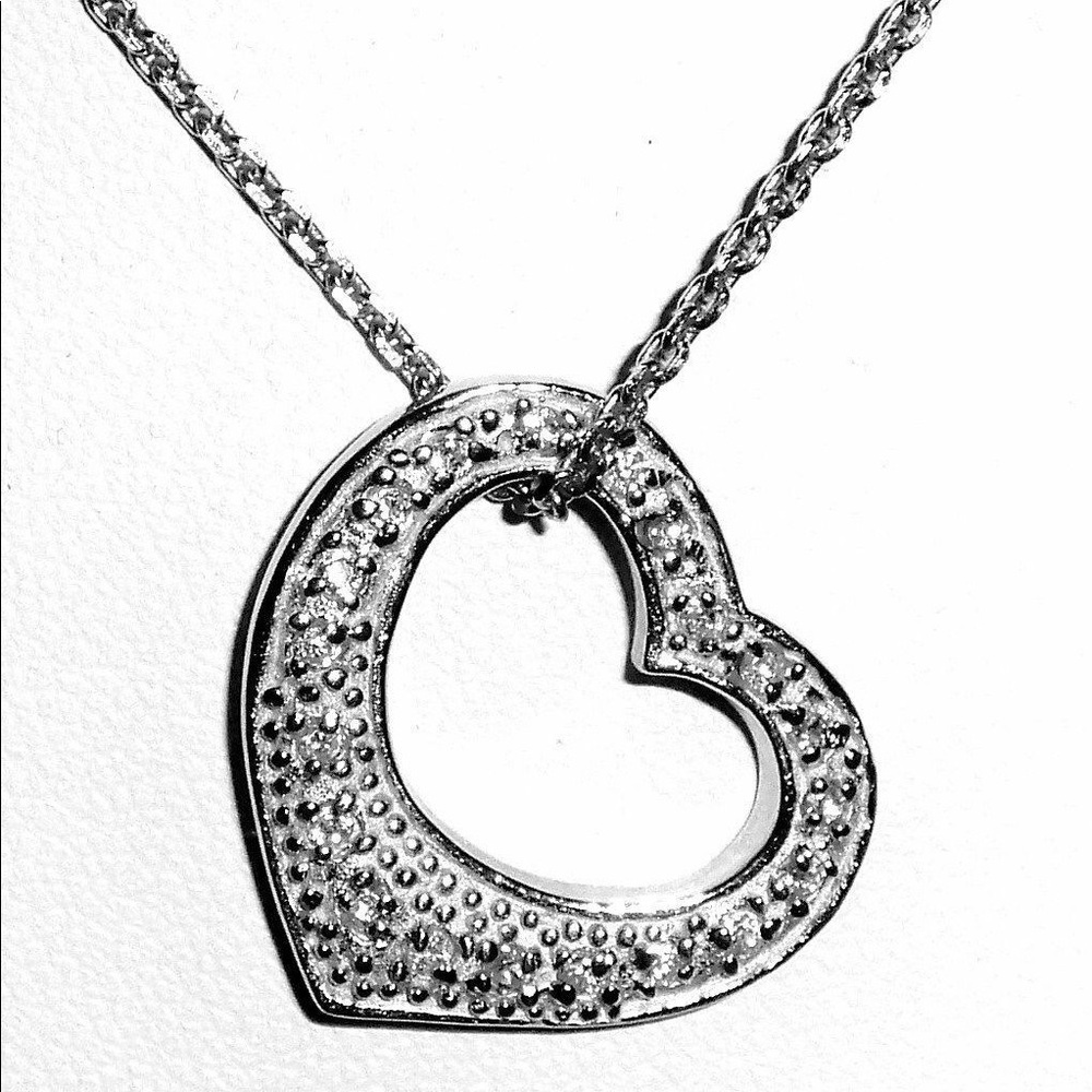 Sterling Silver Diamond Floating Heat Necklace